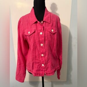Vibrant Pink Button-Down Shirt 100% Linen small flaw
